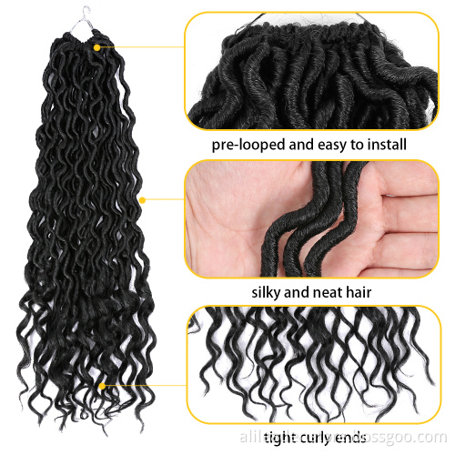 Ombre Wavy Goddess Faux Locs Crochet Braiding Hair